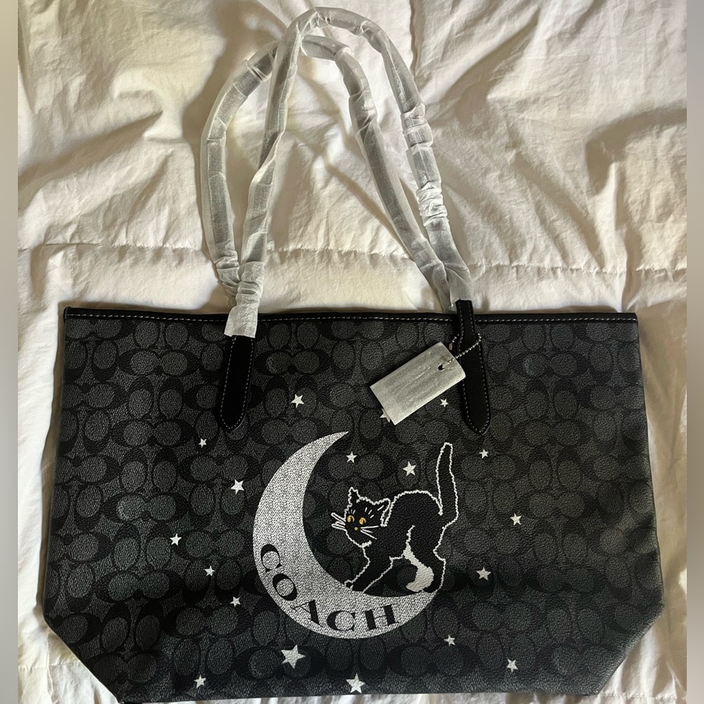 Coach City Tote in Signature Canvas with Halloween Graphic